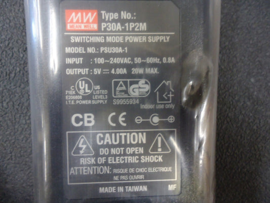 P30A-1P2M Meanwell 5VDC 4 Amp Desk top style PS BRAND NEW!