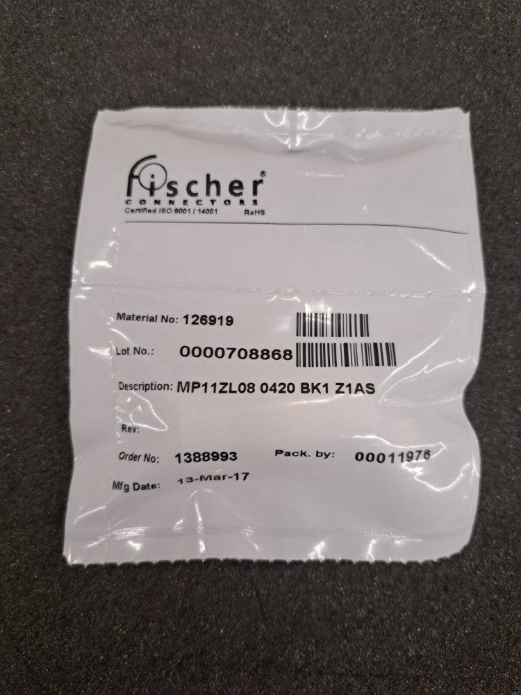 New, Fischer Connector, MP11ZL08 0420 BK1 Z1AS, IP68 Push-pull plug