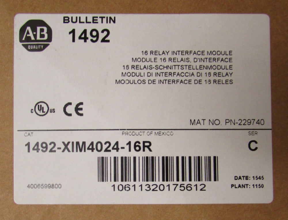 ALLEN BRADLEY 1492 XIM4024 16R 20-26 VDC 16 Relay Interface Module Series C