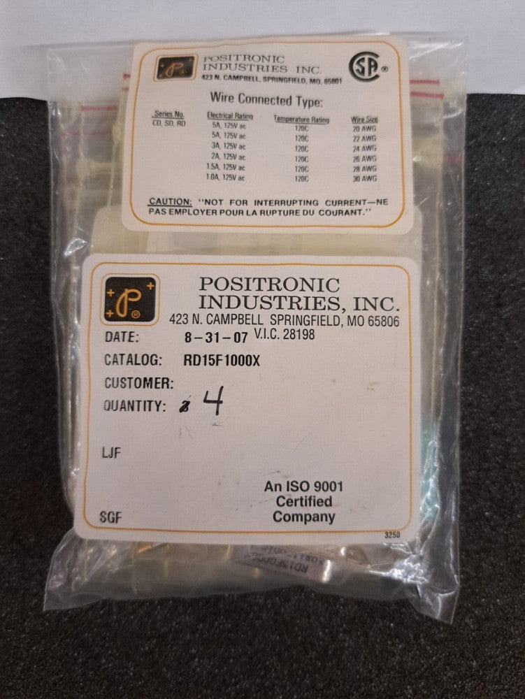 New, Positronic, RD15F0000X, D-SUB FEMALE CONNECTOR 15P CRIMP TIN SHELL