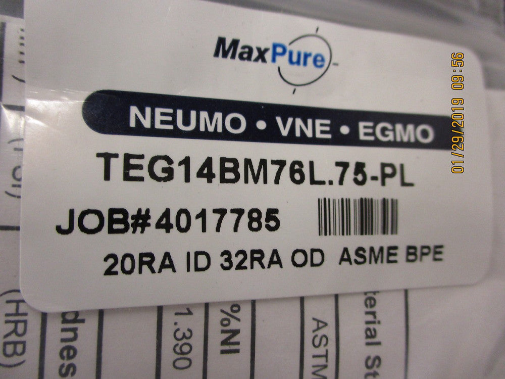 TEG14BM76L.75-PL MaxPure 3/4 Long Ferrule, T316L Stainless, Clamp BRAND NEW!