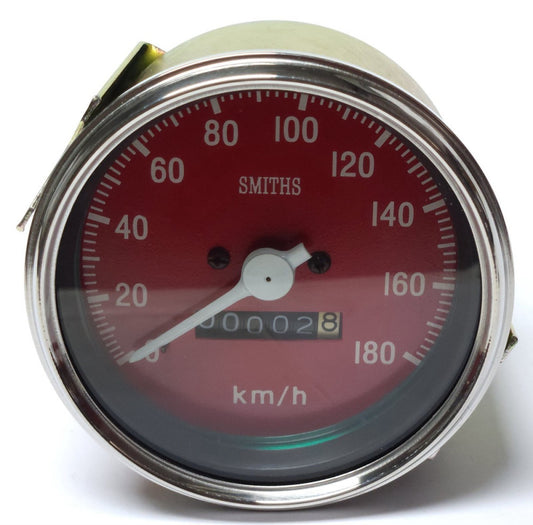 SMITHS KM/H Speedometer Kilometers 0-180 RED 85mm