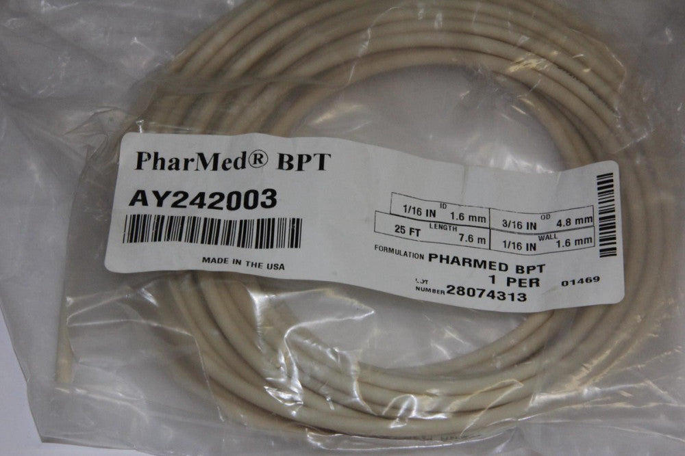 SAINT GOBAIN AY242003 PharMed BPT Pharma/Cell Culture Tubing 1/16" ID 25FT NEW