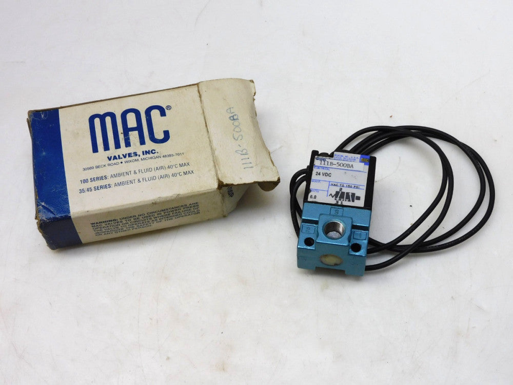 MAC VALVE 111B-500BA SOLENID VALVE24VDC 6.0WATTS 150PSI