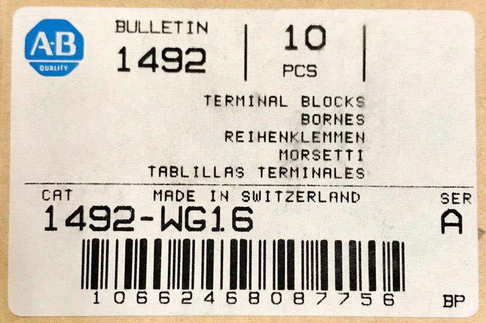 ALLEN BRADLEY 1492 WG16 10-4 AWG 16mm WOERTZ Terminal Block 82.14513U BOX OF 10