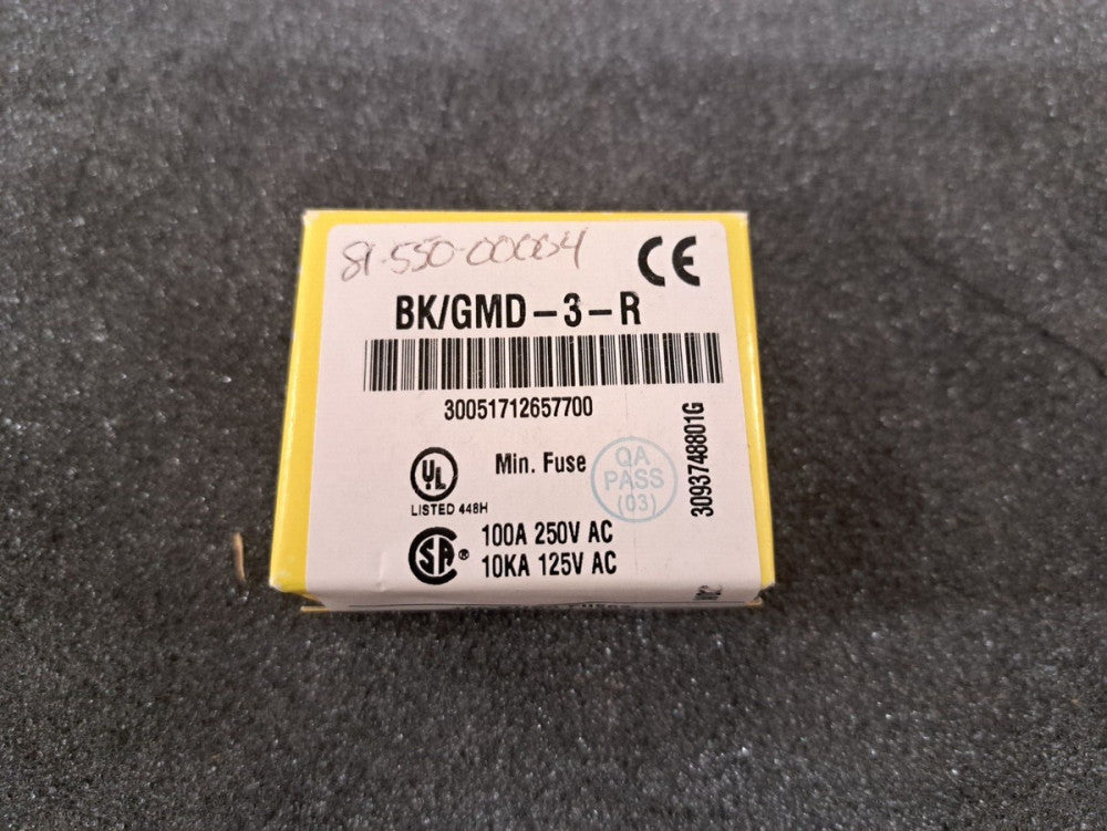 New, Cooper Bussmann, BK/GMD-3-R, FUSE GLASS 3A 250VAC 5X20MM - 1 box @ 100 pcs