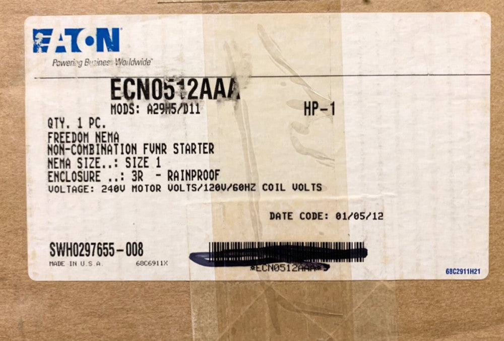 EATON ECN0512AAA 120 VAC Size 1 AN16DN0 Stater Nema 3R Enclosure 