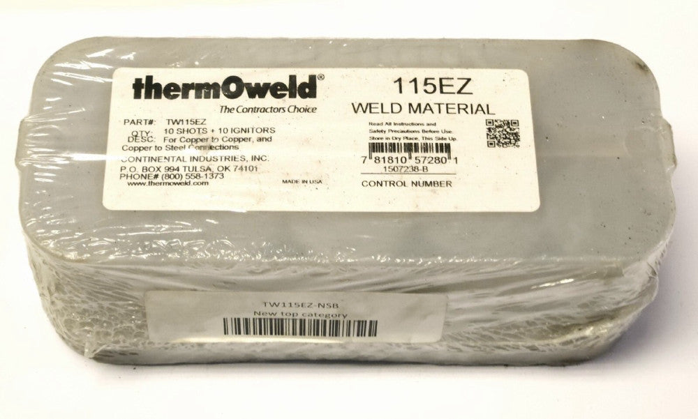 THERMOWLED TW115EZ 115EZ Weld Material 10 Shots 10 IGNITORS Copper to Copper