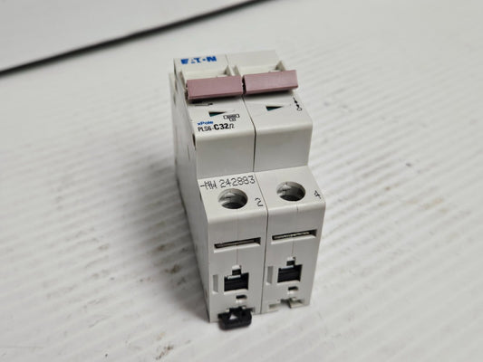 EATON CIRCUIT BREAKER PLS6-C32/2 PLS6-C32/2-MW 32 A AMP 2P 2 POLE - USED