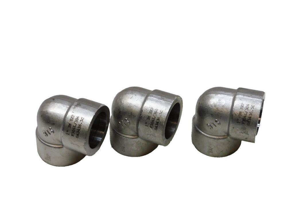 ASP Stainless 90° Elbow Fitting 1" Weld In A182F F304L/304 B16 3M BXP Lot of 3