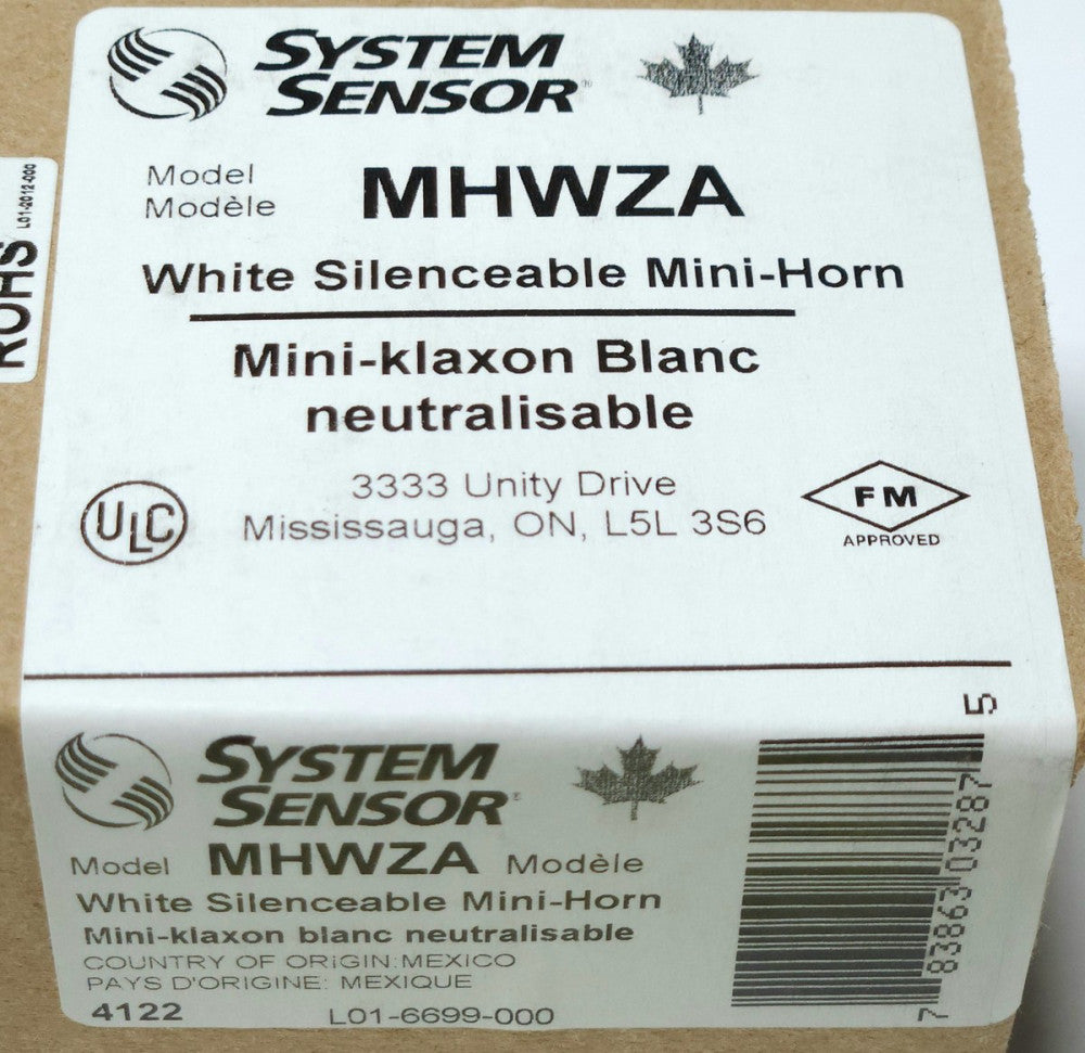 SYSTEM SENSOR MHWZA White Silenceable Mini Horn Fire Alarm Device 4122
