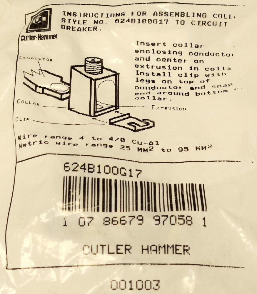 EATON CUTLER HAMMER 3TA150FB F Frame Breaker Lug Kit Set of 3 624B100G17