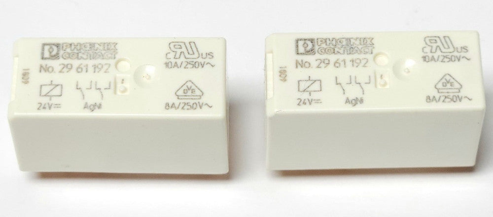 LOT OF 2 PHOENIX CONTACT 29 61 192 Miniature Relay 8 PIN 10 AMP 250 VAC 24 VDC