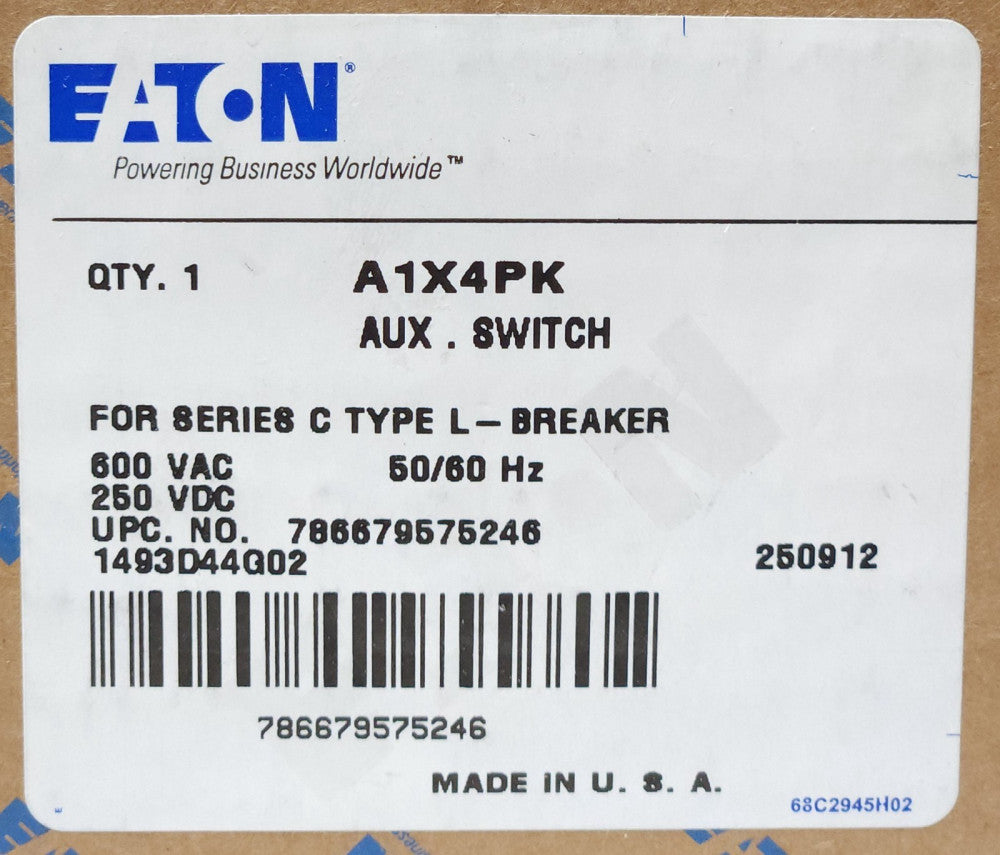 SEALED EATON CUTLER HAMMER A1X4PK L Frame 1A 1B Auxiliary Switch Type LD HLD E2L