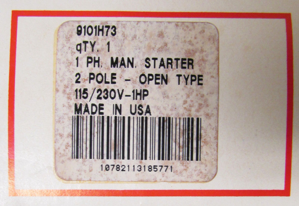CUTLER HAMMER 9101H73 2Pole 115/230V Single Phase Manual Starter 43956947 Switch