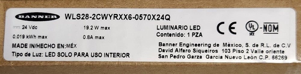 BANNER WLS28 2CWYRXX6 0570X24Q EZ Status WLS28-2 Multicolor LED Strip Light 24