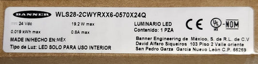 BANNER WLS28 2CWYRXX6 0570X24Q EZ Status WLS28-2 Multicolor LED Strip Light 24