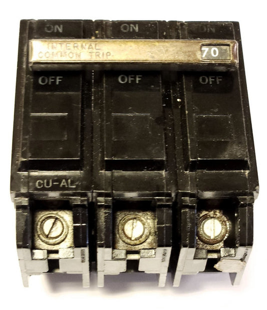GENERAL ELECTRIC THQAL32070 3 Pole 70 AMP Type THQ HI-Q Circuit Breaker 240 VAC