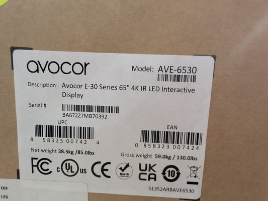 New, Avocor, AVE-6530, 65" Interactive Touch Display