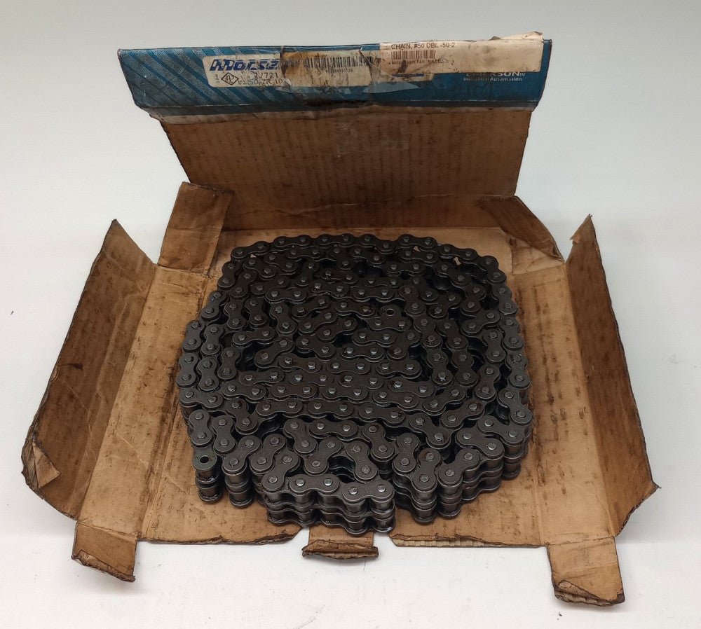 Morse 127721 No Link Roller Chain Double Strand 50-2R 10FT Riveted Emerson