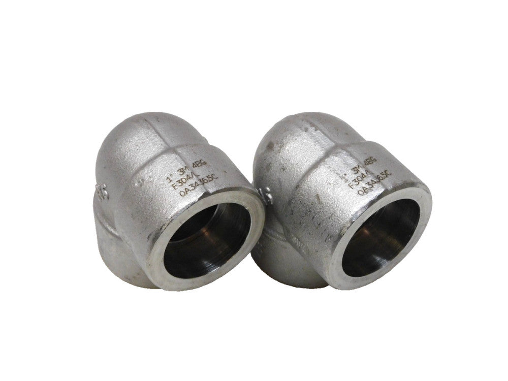 ASP Stainless 90° Elbow Fitting 1" Weld In A182F F304/L B16 3M 4BG Lot of 2