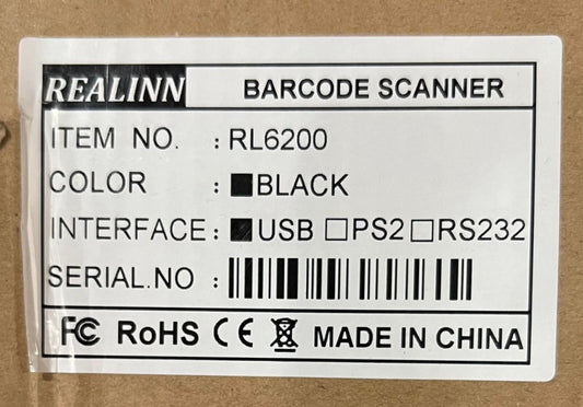 REALINN RL6200 Barcode Scanner BLACK 62805654