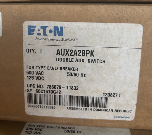 EATON CUTLER HAMMER AUX2A2BPK Type E J L Breaker 2A 2B Double Auxiliary Switch