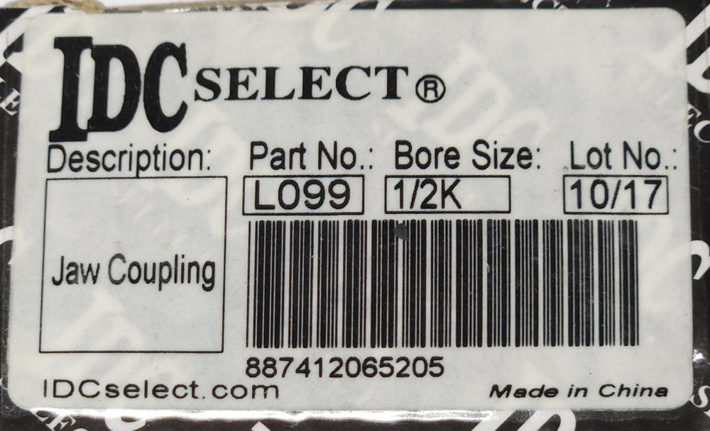 IDC SELECT L099 1/2K BORE Size 1/2" Jaw Coupling LoveJoy