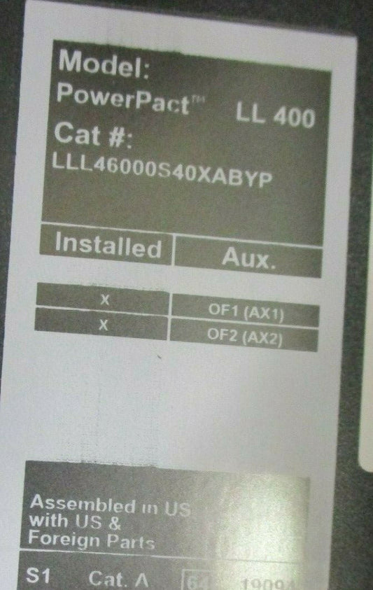 SQUARE D - LLL46000S40X - PowerPact L-Frame Electronic Trip Circuit Breaker