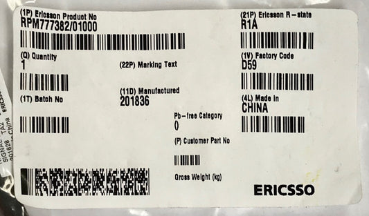 ERICSSON RPM777382 01000 R-State R1A Fiber Optic Signal Cable RPM 777 382