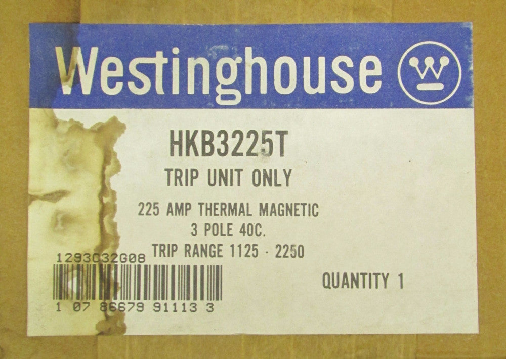 WESTINGHOUSE CUTLER HAMMER HKB3225T HKB KB  Trip Unit 3 POLE 225 AMP 1293C32G08