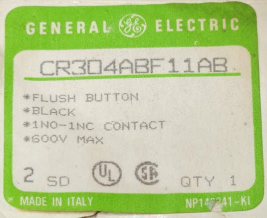 GENERAL ELECTRIC CR304ABF11AB Flush Head BLACK Pushbutton 1 NO 1 NC