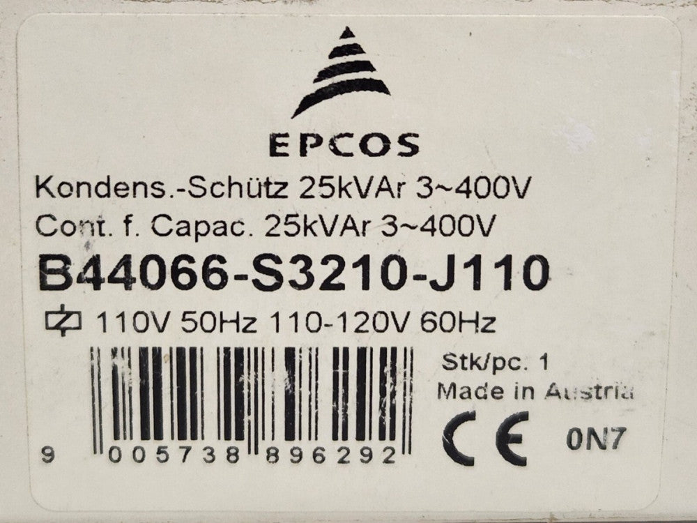 EPCOS B44066 S3210 J110 25 Kvar 400 VAC Rated 110 120 VAC Coil Contactor