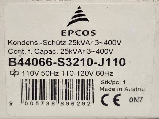 EPCOS B44066 S3210 J110 25 Kvar 400 VAC Rated 110 120 VAC Coil Contactor