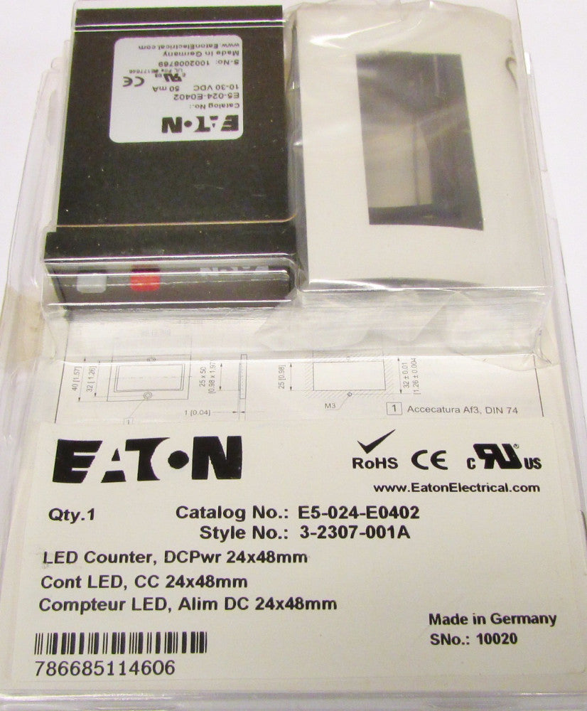 EATON CUTLER HAMMER E5 024 E0402 LED Counter Panel Meter 3 2307 001A