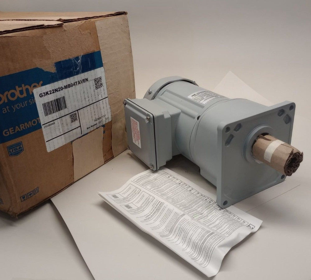 Brother GTR G3K22N20-MB04TAVEN Induction Motor 3ph 1/2hp 90rpm Ratio 20:1