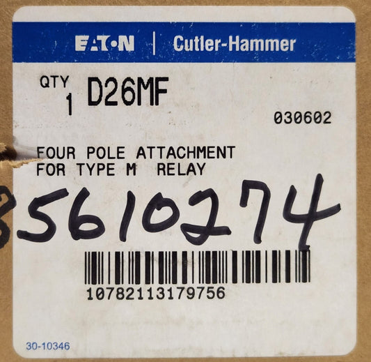 EATON CUTLER HAMMER D26MF 4 Pole Type M Relay Attachment