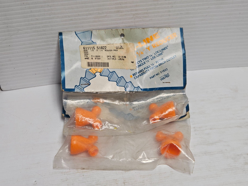 NEW LOT OF 4 LOC-LINE Y REDUCER 51822 1/2 TO 1/4