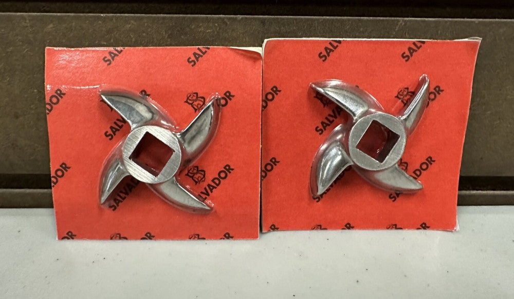 Lot Of 2 - #12 Salvador Stainless Steel Curved Edge Meat Grinder Blade Knife New