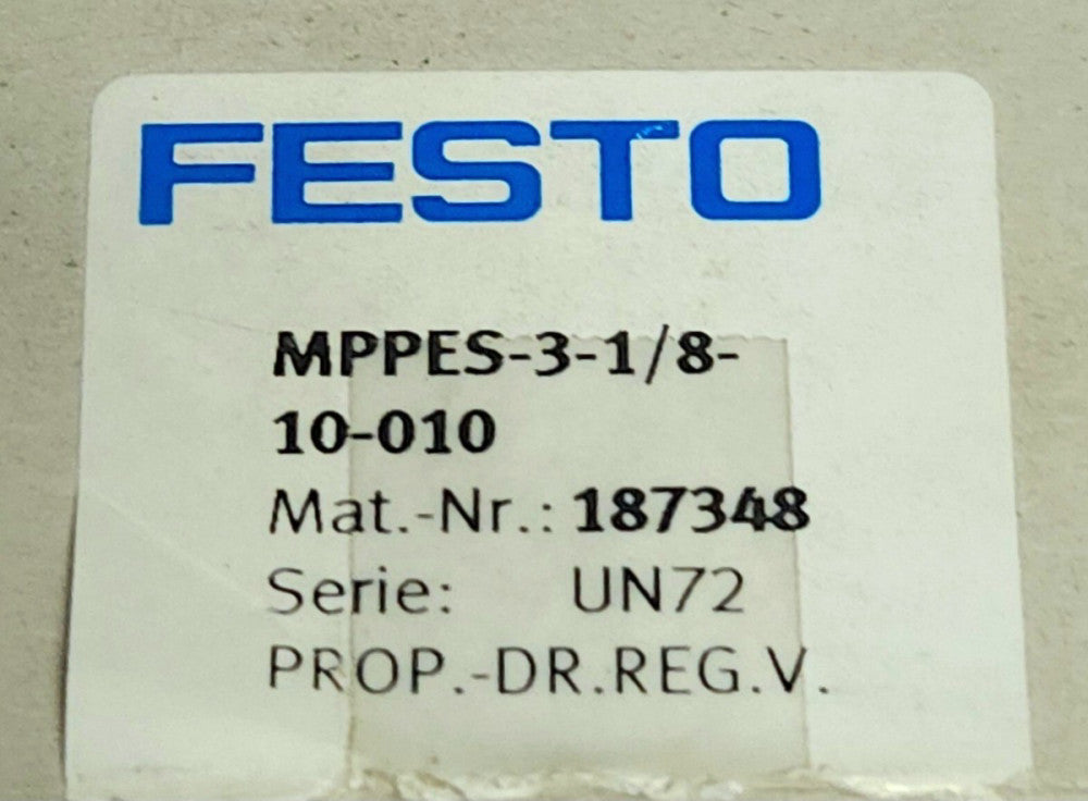 FESTO MPPES 3 1/8 10 010 Proportional Pressure Regulator 187348 UO72 P2:0-10 Bar