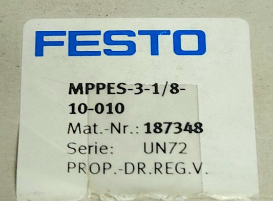FESTO MPPES 3 1/8 10 010 Proportional Pressure Regulator 187348 UO72 P2:0-10 Bar