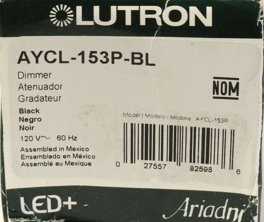 LUTRON AYCL 153P BL 120 VAC BLACK ARIADNI DIMMER LED LED+