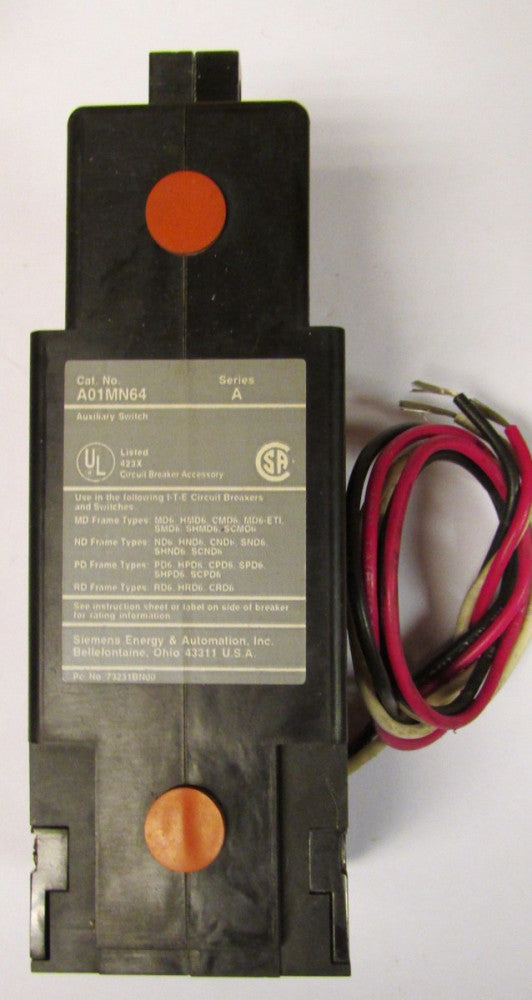 SIEMENS ITE MD ND PD RD Breaker Auxiliary Switch A01MN64