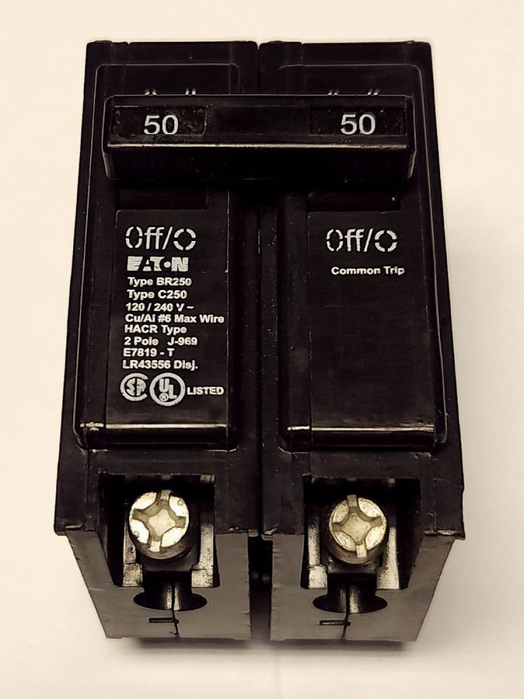 EATON CUTLER HAMMER BR250 C250 2 Pole 50 AMP Type BR Circuit Breaker