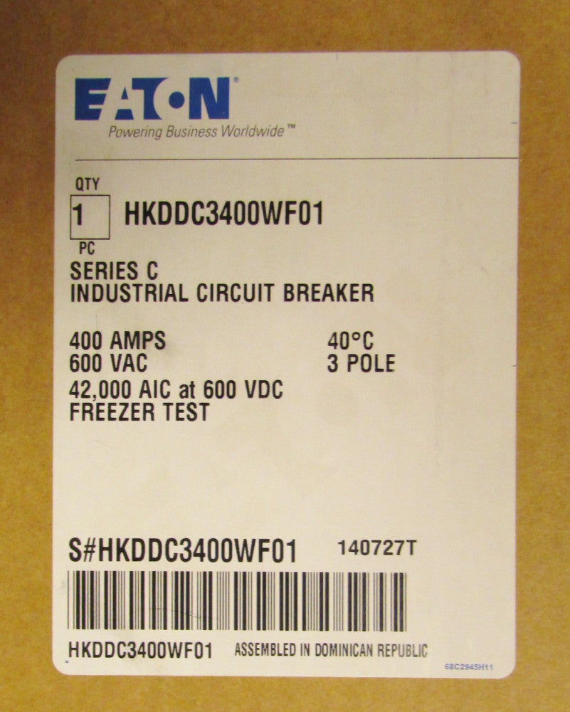 EATON CUTLER HAMMER HKDDC3400WF01 400 Amp HKD-DC Circuit Breaker HKDDC3400