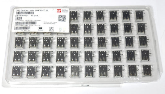 PACK OF 50 WE WURTH ELEKTRONIK 614004134726 WR COM USB Type A THT Up Right White