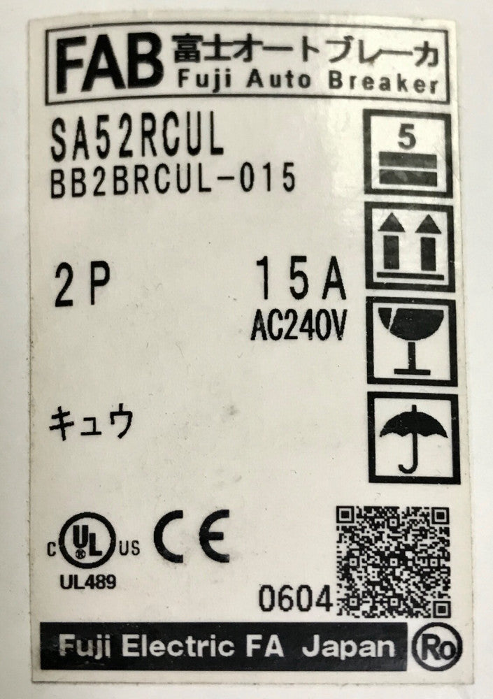 FAB FUJI Auto Breaker SA52RCUL BB2BRCUL-003 2 Pole 3AMP 240 VAC