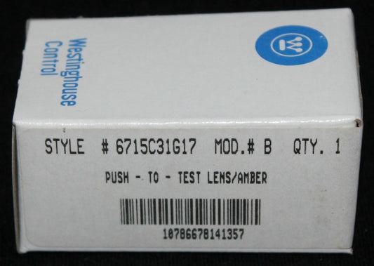 WESTINGHOUSE PB1VPA Small Amber Lens Pilot Light Cap CTSAS 6715C31G17
