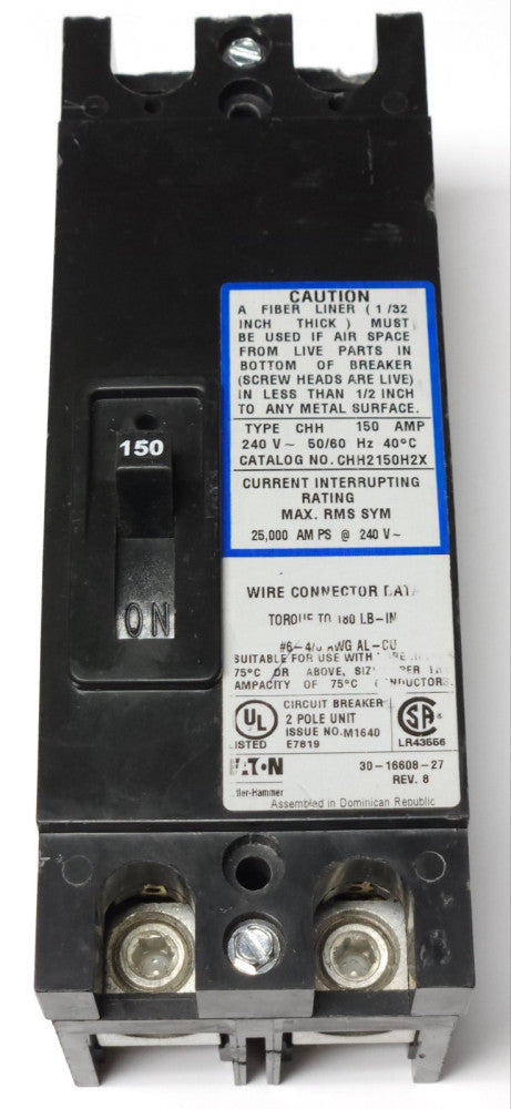 EATON CUTLER HAMMER CHH2150H2X 2 Pole 150 AMP Type CHH Circuit Breaker