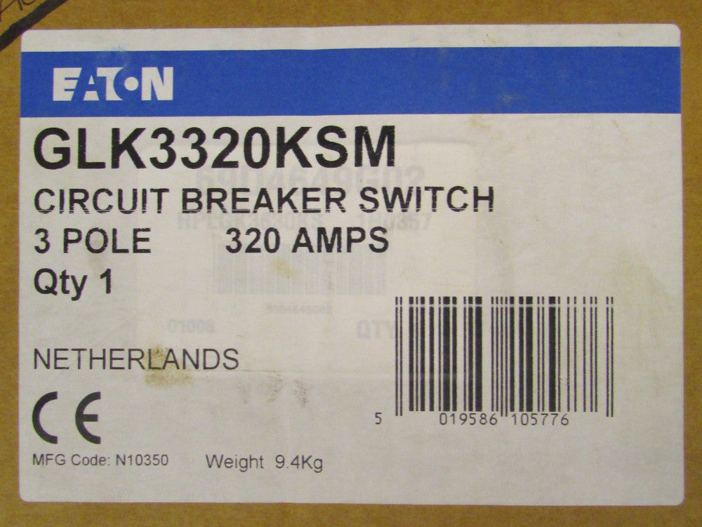 EATON CUTLER HAMMER GLK3320KSM 3 Pole 320 Amp Circuit Breaker Switch 240-415 VAC